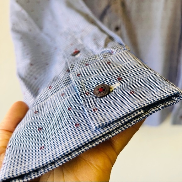 Robert Graham Luxury Blue Dress Shirt L Tailored Fit - Picture 3 of 12